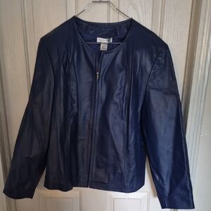 Newport News Navy  Leather Zip Jacket